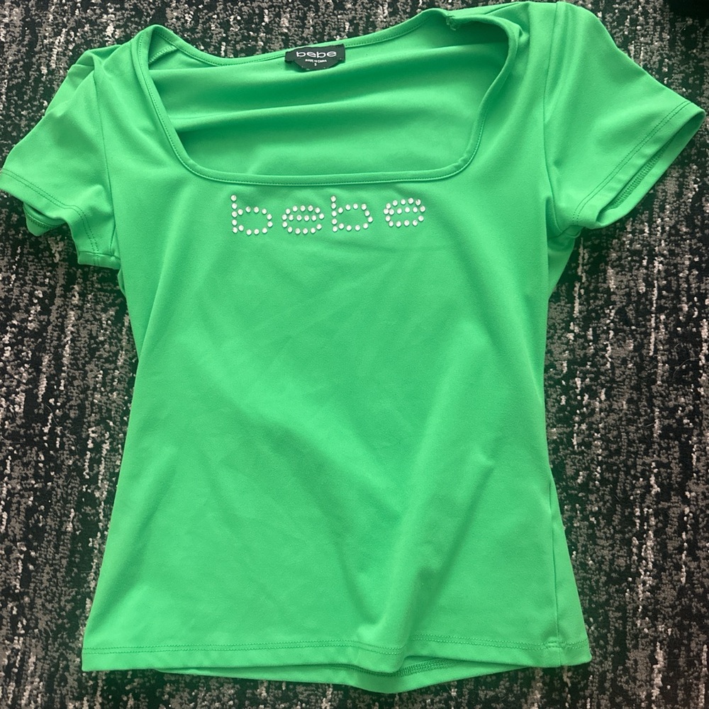 Bebe Emerald Green Rhinestone Tee